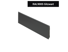 Rechte moderne MDF plint 70 x 9 mm x 2,4 meter RAL9005 zwart